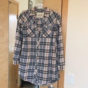 Long plaid flannel shirt/tunic